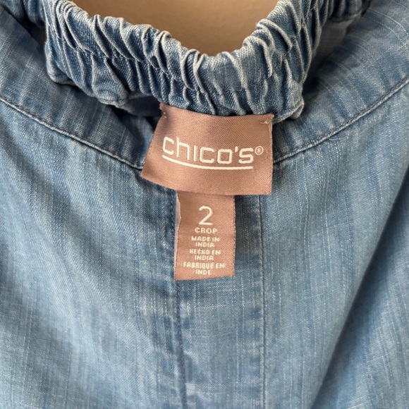 Chico’s Blue Crop Pants Size 2 (M/10-12) Pull-On Stretch Denim Look - Picture 3 of 5